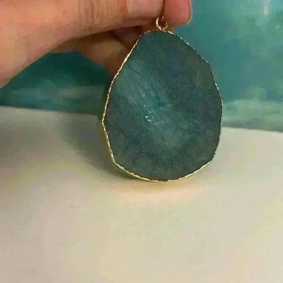 Large Blue Druzy Necklace Pendant - Picture 5 of 9